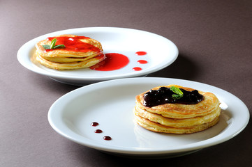 pancakes on a white plate