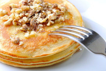 pancakes on white plate