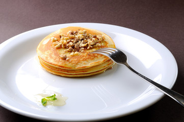 pancakes on white plate