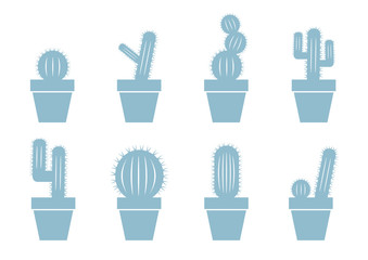 Cactus icons on white background