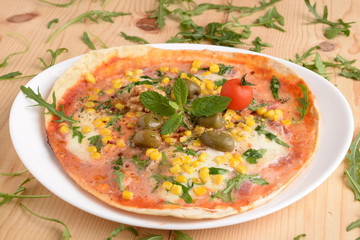 PIADINA WITH BACON MAIS MOZZARELLA AND ROCKET