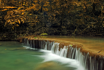 Waterfall with blue stream in the nature Thailand forest