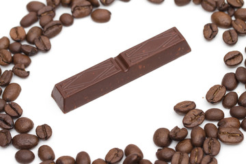 chocolate on the white background