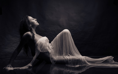 Naked girl in the water