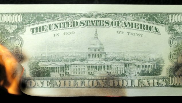 Burning no less than one million dollars. Real flames footage.