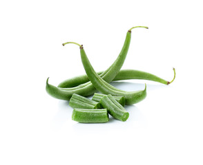 green beans on white background