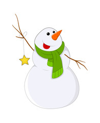 Smiling Snowman with Star