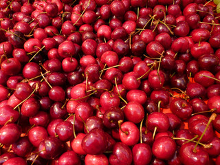 Fresh red cherries - background