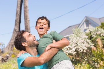 Father and son in the countryside