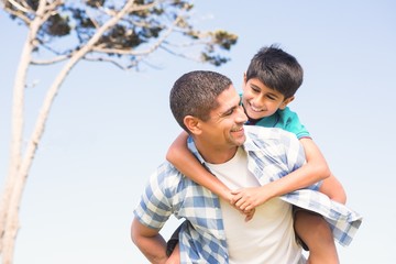 Father and son in the countryside