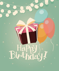 Birthday background with presents and balloons