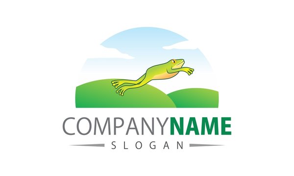 Jump Green Frog Icon Logo Vector