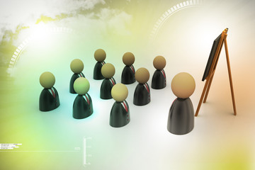 Obraz premium Icon of peoples in business suit and blackboard