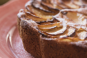Homemade apple pie detail, close up