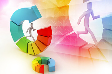 3d illustration of ring colorful business chart