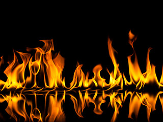 fire with reflection on black background
