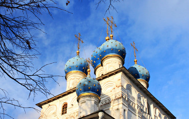 Domes of Russian cathedral in Moscow