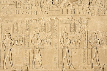 Wall carving, the temple of Edfu, Egypt