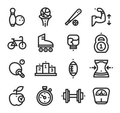 Fitness and Health, sport icons White Background