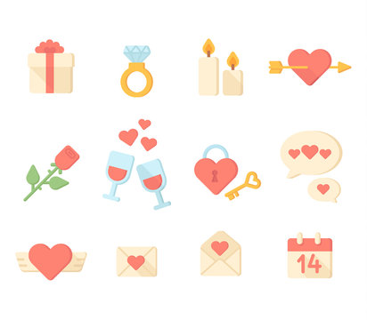 Valentine day icons elements collection. Vector illustration