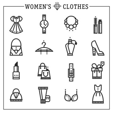 Accessories women icons vector line