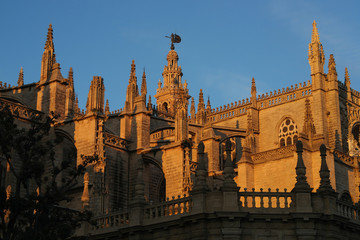 Fototapeta na wymiar Pinnacles at the cathedral of Seville.