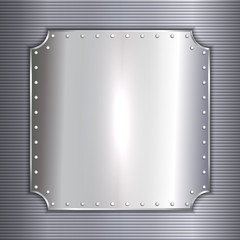 Vector precious metal silver plate with rivets background
