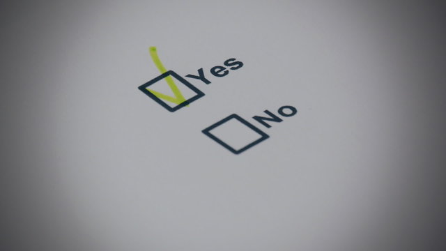 Newsletter yes or no, Vote for the green marker closeup