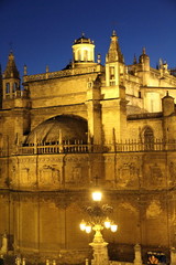 Spain, Andalusia, Sevilla cathedral at night