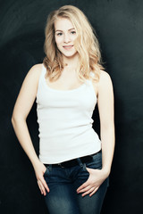 Magnificent portrait of a beautiful young blonde woman