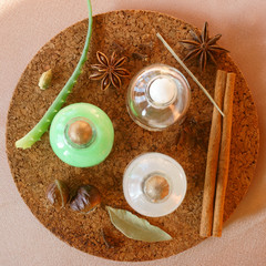 Oriental oil in bottles