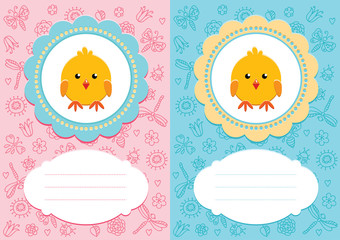 Baby cards with baby bird