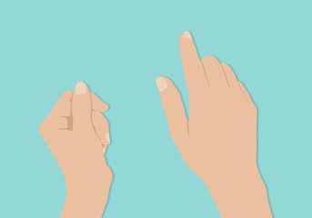 Flat hands hold and touch tablet PC on turquiose background  © rvlsoft