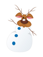 Funny Reindeer Snowman Character