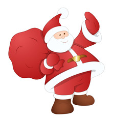 Happy Santa Claus with Gift Bag