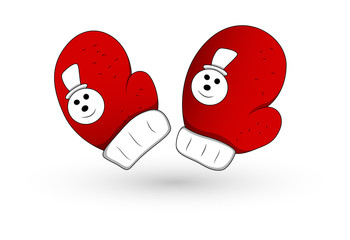 Snowman Gloves Vector