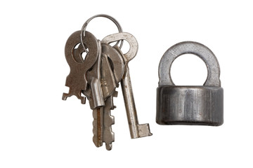 Old padlock and keys