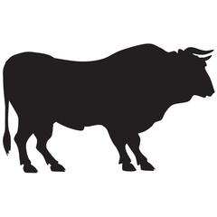 silhouette of a big bull