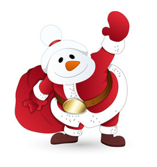 Funny Snowman Santa with Gift Bag