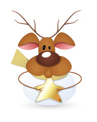 Reindeer Snowman with Golden Star