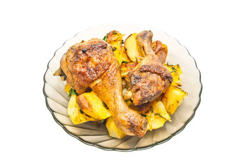 plate with chicken and potatoes