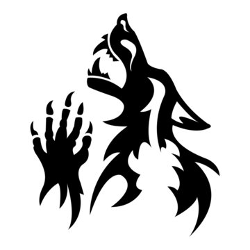 Vector werewolf stencil. Dark tattoo.