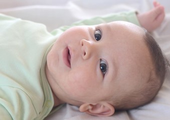 Portrait of a baby boy. White background.