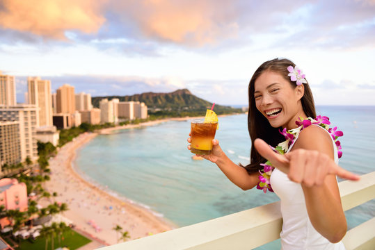 Hawaii vacation - Mai Tai and Aloha spirit woman