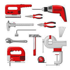 Electric power tools. Color vector illustration.