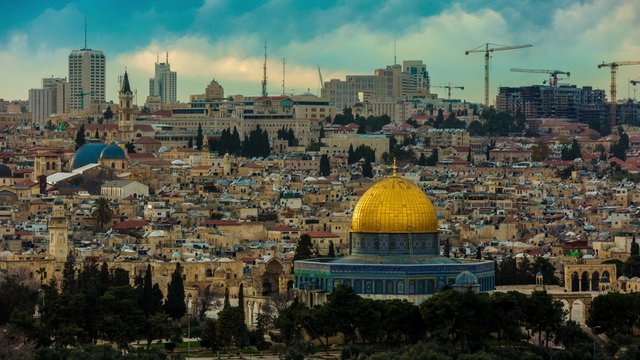 Dome of the Rock as viewed from the Mount of Olives. View of the