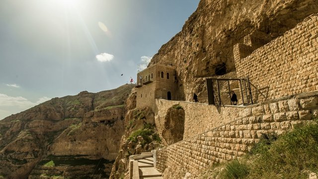 4K timelapse of  Monastery of the Temptation Orthodox Christian
