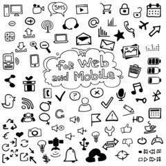 Icons for Web and Mobile. Hand-drawn.