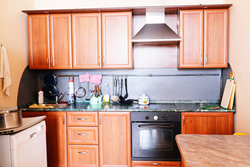Classic brown kitchen interior