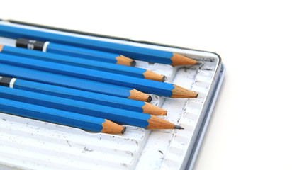 pencil collection close-up. isolated